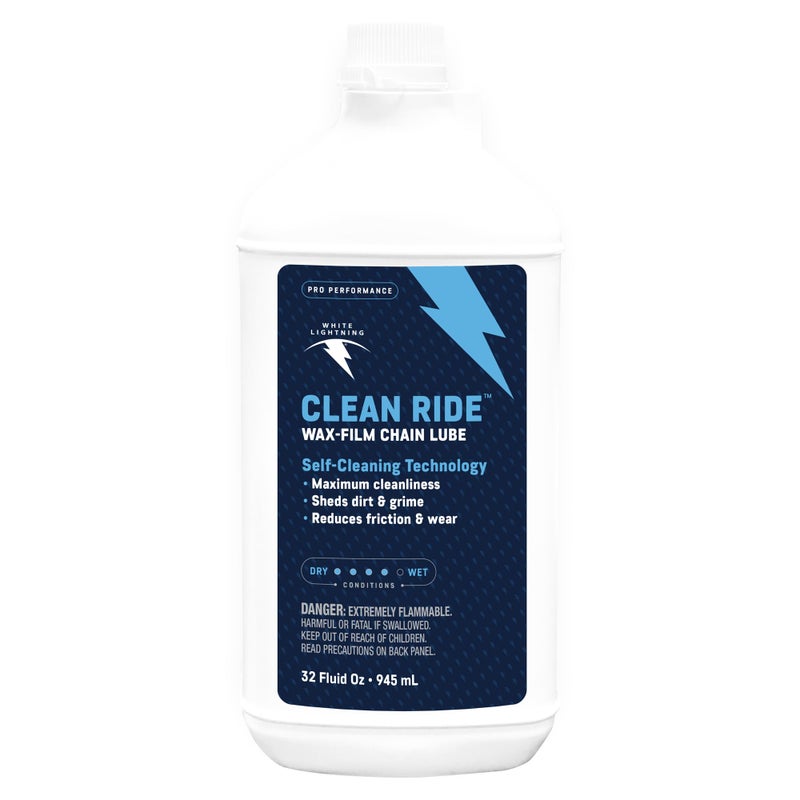 White Lightning Clean Ride Self-Cleaning Wax Bicycle Chain Lubricant â€“ 100% Oil-Free, Reduces Dirt & Grime, Extends Chain Life, Smooth Performance, 32 oz - Image 1